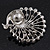 Unique AB Crystal/ Simulated Pearl 'Peacock' Brooch In Silver Plating - 5cm Length - view 4