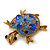 Sapphire/ Sky Blue Coloured Swarovski Crystal 'Turtle' Brooch In Gold Plating - 5.5cm Length - view 5
