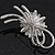 Rhodium Plated Diamante 'Flower & Bow' Bridal Brooch - 6.5cm Length - view 4