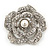 Romantic Swarovski Crystal 'Rose' Brooch In Silver Plating - 4cm Diameter