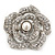 Romantic Swarovski Crystal 'Rose' Brooch In Silver Plating - 4cm Diameter - view 7