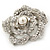 Romantic Swarovski Crystal 'Rose' Brooch In Silver Plating - 4cm Diameter - view 2