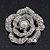 Romantic Swarovski Crystal 'Rose' Brooch In Silver Plating - 4cm Diameter - view 3