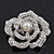 Romantic Swarovski Crystal 'Rose' Brooch In Silver Plating - 4cm Diameter - view 5