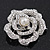 Romantic Swarovski Crystal 'Rose' Brooch In Silver Plating - 4cm Diameter - view 6