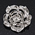 Romantic Swarovski Crystal 'Rose' Brooch In Silver Plating - 4cm Diameter - view 4