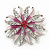 Pink/Magenta Enamel Diamante 'Flower' Brooch In Silver Plating - 4.5cm Diameter - view 3