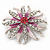 Pink/Magenta Enamel Diamante 'Flower' Brooch In Silver Plating - 4.5cm Diameter - view 4