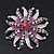 Pink/Magenta Enamel Diamante 'Flower' Brooch In Silver Plating - 4.5cm Diameter - view 2