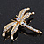 Delicate AB/ Clear Crystal 'Dragonfly' Brooch In Gold Plating - 5cm Width - view 2
