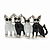 Black/White Enamel 'Happy Family Of Four Cats' Brooch In Rhodium Plating - 4.3cm Width - view 6