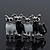Black/White Enamel 'Happy Family Of Four Cats' Brooch In Rhodium Plating - 4.3cm Width - view 2