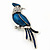 Dark Blue Enamel Exotic 'Bird' Brooch In Rhodium Plating - 5.5cm Length - view 5