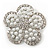 Wedding Simulated Pearl Diamante 'Flower' Brooch In Rhodium Plating - 4.5cm Diameter - view 7
