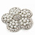 Wedding Simulated Pearl Diamante 'Flower' Brooch In Rhodium Plating - 4.5cm Diameter - view 6