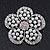 Wedding Simulated Pearl Diamante 'Flower' Brooch In Rhodium Plating - 4.5cm Diameter - view 2