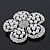 Wedding Simulated Pearl Diamante 'Flower' Brooch In Rhodium Plating - 4.5cm Diameter - view 5