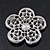 Wedding Simulated Pearl Diamante 'Flower' Brooch In Rhodium Plating - 4.5cm Diameter - view 3