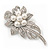 Bridal Swarovski Crystal Faux Pearl Floral Brooch In Rhodium Plating - 7cm Length - view 8