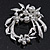 White Simulated Glass Pearl/ Clear Crystal Wreath Brooch In Rhodium Plating - 5cm Diameter - view 5