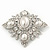 Bridal Swarovski Crystal Imitation Pearl Brooch In Rhodium Plating - 6cm Length - view 6