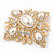 Bridal Swarovski Crystal Imitation Pearl Brooch In Gold Plating - 6cm Length - view 4