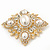 Bridal Swarovski Crystal Imitation Pearl Brooch In Gold Plating - 6cm Length - view 6