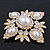 Bridal Swarovski Crystal Imitation Pearl Brooch In Gold Plating - 6cm Length - view 3