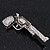 Rhodium Plated Diamante 'Revolver' Brooch - 5cm Width - view 5