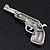 Rhodium Plated Diamante 'Revolver' Brooch - 5cm Width - view 4