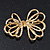 Clear Crystal Open 'Bow' Brooch In Gold Tone Metal - 5.5cm Width - view 5