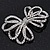 Clear Crystal Open 'Bow' Brooch In Silver Tone Metal - 5.5cm Width - view 4
