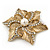 Vintage Textured Diamante, Simulated Pearl 'Flower' Brooch In Burn Gold Tone - 5cm Diameter - view 3