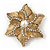 Vintage Textured Diamante, Simulated Pearl 'Flower' Brooch In Burn Gold Tone - 5cm Diameter - view 5