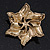 Vintage Textured Diamante, Simulated Pearl 'Flower' Brooch In Burn Gold Tone - 5cm Diameter - view 4