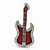 Red Enamel Diamante 'Guitar' Brooch In Rhodium Plating - 5cm Length - view 8