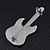 Red Enamel Diamante 'Guitar' Brooch In Rhodium Plating - 5cm Length - view 6
