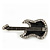 Black Enamel Diamante 'Guitar' Brooch In Rhodium Plating - 5cm Length - view 6