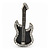 Black Enamel Diamante 'Guitar' Brooch In Rhodium Plating - 5cm Length - view 2