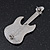 Black Enamel Diamante 'Guitar' Brooch In Rhodium Plating - 5cm Length - view 5