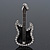 Black Enamel Diamante 'Guitar' Brooch In Rhodium Plating - 5cm Length - view 4