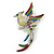 Multicoloured Enamel Diamante 'Bird' Brooch In Rhodium Plating - 6.5cm Length - view 5