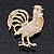 Multicoloured Enamel Diamante 'Rooster' Brooch In Gold Plating - 6cm Length - view 4