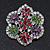 Multicoloured Enamel Diamante 'Flower' Brooch In Rhodium Plating - 4.5cm Diameter - view 2