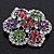Multicoloured Enamel Diamante 'Flower' Brooch In Rhodium Plating - 4.5cm Diameter - view 3
