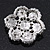 Multicoloured Enamel Diamante 'Flower' Brooch In Rhodium Plating - 4.5cm Diameter - view 5