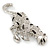 Large Diamante 'Snow Leopard' Brooch In Rhodium Plating - 85mm Across - view 8
