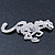 Large Diamante 'Snow Leopard' Brooch In Rhodium Plating - 85mm Across - view 7