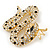Queen Snake Black/Clear Diamante Brooch In Gold Plating - 5cm Width - view 4