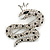 Queen Snake Black/Clear Diamante Brooch In Rhodium Plating - 5cm Width